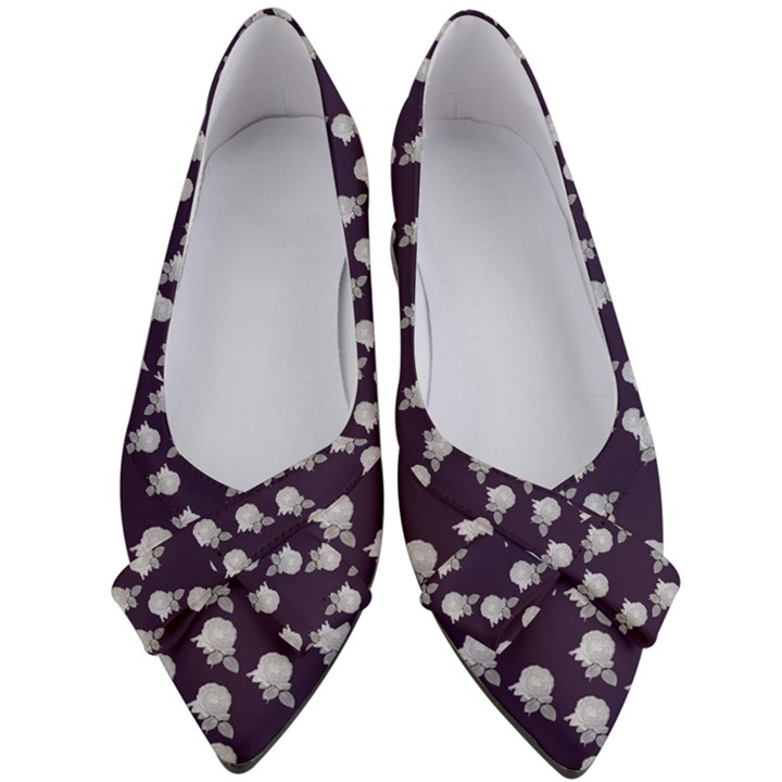 White Rose In Purple Women s Bow Heels