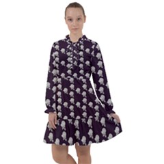 White Rose In Purple All Frills Chiffon Dress