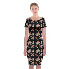 Robin Art Black Pattern Classic Short Sleeve Midi Dress by snowwhitegirl