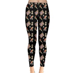 Robin Art Black Pattern Inside Out Leggings by snowwhitegirl