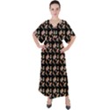 Robin Art Black Pattern V-Neck Boho Style Maxi Dress View1