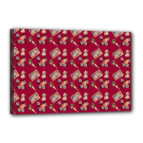 Robin Art Red Pattern Canvas 18  X 12  (stretched) by snowwhitegirl