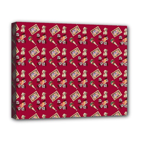 Robin Art Red Pattern Deluxe Canvas 20  X 16  (stretched) by snowwhitegirl