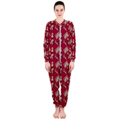 Robin Art Red Pattern Onepiece Jumpsuit (ladies)  by snowwhitegirl