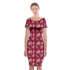 Robin Art Red Pattern Classic Short Sleeve Midi Dress by snowwhitegirl