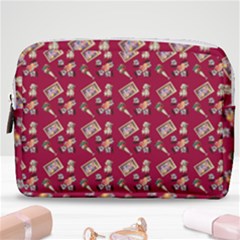 Robin Art Red Pattern Make Up Pouch (medium) by snowwhitegirl