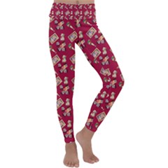 Robin Art Red Pattern Kids  Lightweight Velour Classic Yoga Leggings by snowwhitegirl