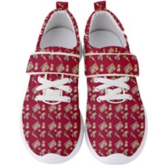 Robin Art Red Pattern Men s Velcro Strap Shoes by snowwhitegirl