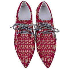 Robin Art Red Pattern Women s Pointed Oxford Shoes by snowwhitegirl