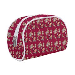 Robin Art Red Pattern Makeup Case (small) by snowwhitegirl