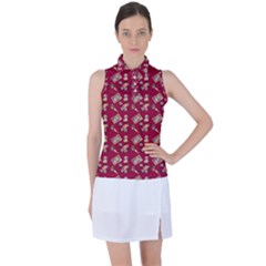 Robin Art Red Pattern Women s Sleeveless Polo Tee