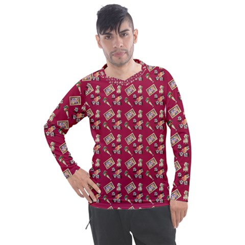 Robin Art Red Pattern Men s Pique Long Sleeve Tee by snowwhitegirl