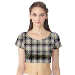 Doily Only Pattern Short Sleeve Crop Top by snowwhitegirl