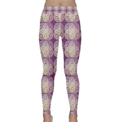 Doily Only Pattern Purple Classic Yoga Leggings by snowwhitegirl