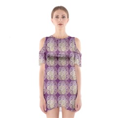 Doily Only Pattern Purple Shoulder Cutout One Piece Dress by snowwhitegirl