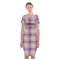 Doily Only Pattern Purple Classic Short Sleeve Midi Dress by snowwhitegirl