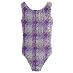 Doily Only Pattern Purple Kids  Cut-out Back One Piece Swimsuit by snowwhitegirl