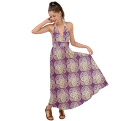 Doily Only Pattern Purple Backless Maxi Beach Dress by snowwhitegirl