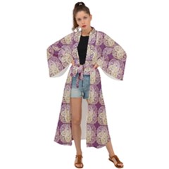 Doily Only Pattern Purple Maxi Kimono by snowwhitegirl