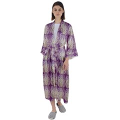 Doily Only Pattern Purple Maxi Satin Kimono by snowwhitegirl