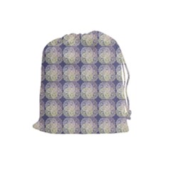 Doily Only Pattern Blue Drawstring Pouch (large) by snowwhitegirl