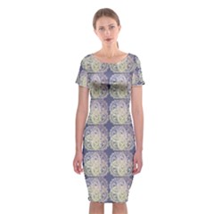 Doily Only Pattern Blue Classic Short Sleeve Midi Dress by snowwhitegirl