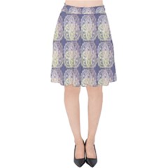 Doily Only Pattern Blue Velvet High Waist Skirt by snowwhitegirl