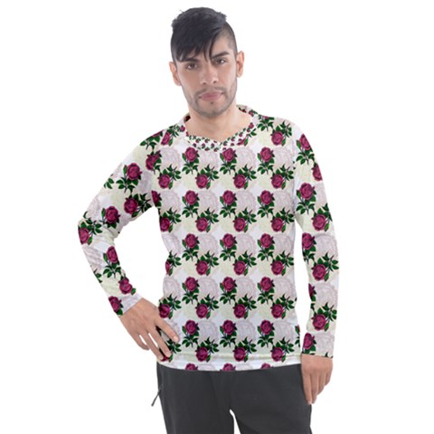 Doily Rose Pattern White Men s Pique Long Sleeve Tee by snowwhitegirl