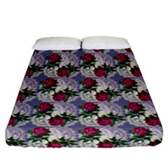 Doily Rose Pattern Blue Fitted Sheet (queen Size) by snowwhitegirl