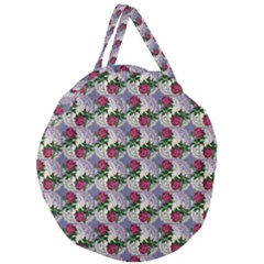 Doily Rose Pattern Blue Giant Round Zipper Tote by snowwhitegirl