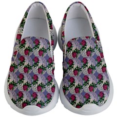 Doily Rose Pattern Blue Kids Lightweight Slip Ons by snowwhitegirl