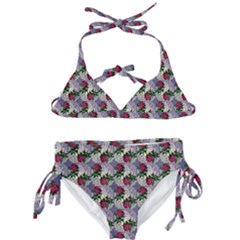 Doily Rose Pattern Blue Kids  Classic Bikini Set