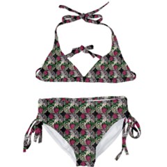 Doily Rose Pattern Black Kids  Classic Bikini Set