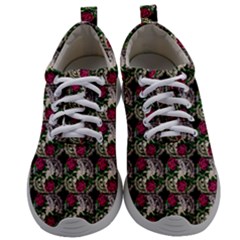 Doily Rose Pattern Black Mens Athletic Shoes by snowwhitegirl