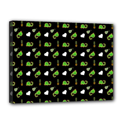 Green Elephant Pattern Canvas 16  X 12  (stretched) by snowwhitegirl