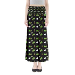 Green Elephant Pattern Full Length Maxi Skirt by snowwhitegirl