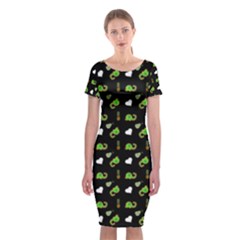 Green Elephant Pattern Classic Short Sleeve Midi Dress by snowwhitegirl