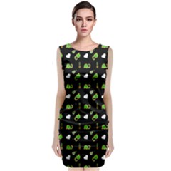 Green Elephant Pattern Sleeveless Velvet Midi Dress by snowwhitegirl