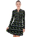 Green Elephant Pattern Long Sleeve Panel Dress View1