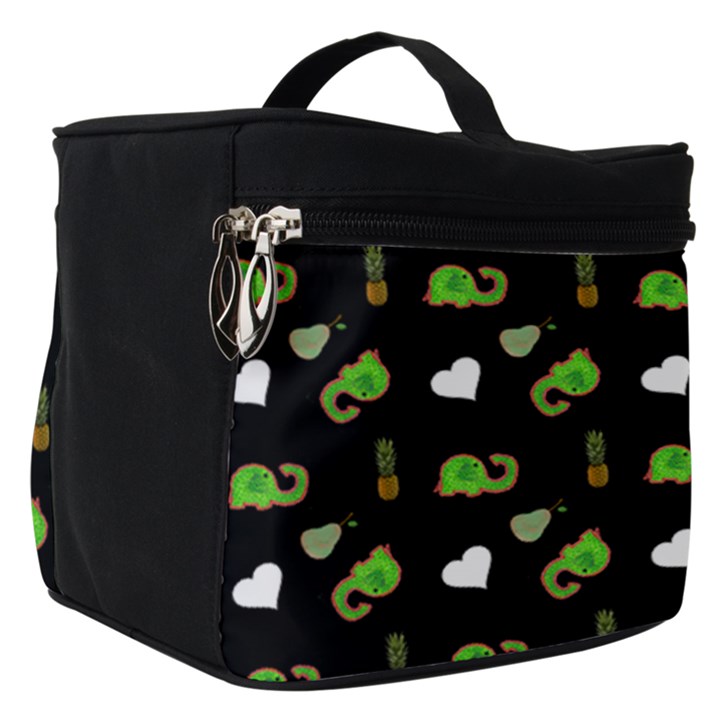 Green Elephant Pattern Make Up Travel Bag (Small)