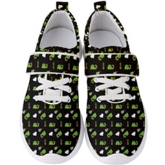 Green Elephant Pattern Men s Velcro Strap Shoes by snowwhitegirl