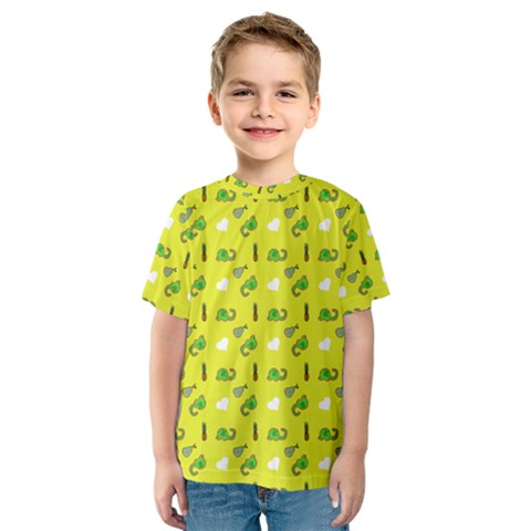 Green Elephant Pattern Yellow Kids  Sport Mesh Tee by snowwhitegirl