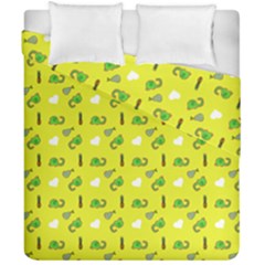 Green Elephant Pattern Yellow Duvet Cover Double Side (california King Size) by snowwhitegirl