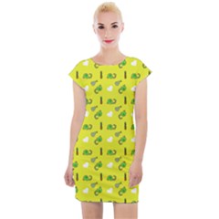 Green Elephant Pattern Yellow Cap Sleeve Bodycon Dress by snowwhitegirl