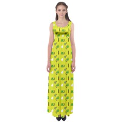 Green Elephant Pattern Yellow Empire Waist Maxi Dress by snowwhitegirl