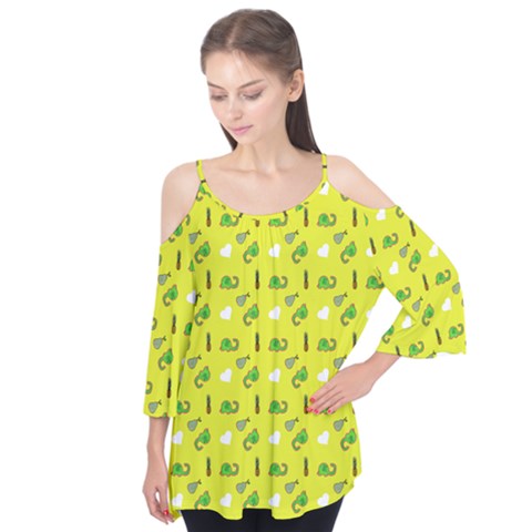 Green Elephant Pattern Yellow Flutter Tees by snowwhitegirl