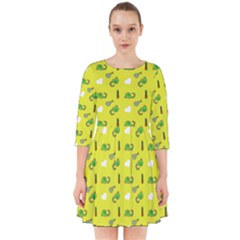 Green Elephant Pattern Yellow Smock Dress by snowwhitegirl