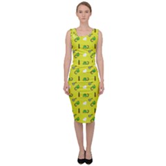 Green Elephant Pattern Yellow Sleeveless Pencil Dress by snowwhitegirl