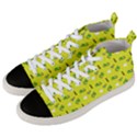 Green Elephant Pattern Yellow Men s Mid-Top Canvas Sneakers View2