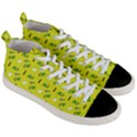 Green Elephant Pattern Yellow Men s Mid-Top Canvas Sneakers View3